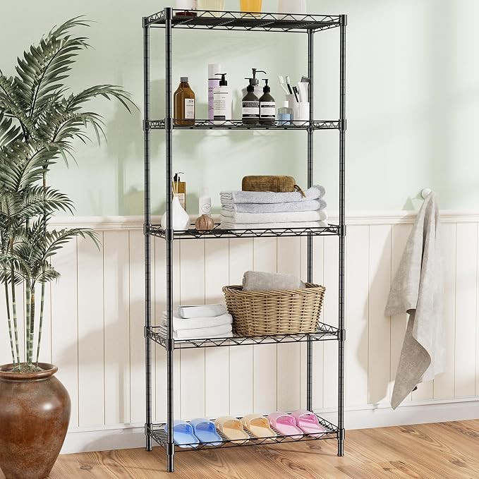 Storage Shelves, 21.3" W x 11.8" D x 58.5" H Kitchen Wire Shelving Unit Loads - Image 6