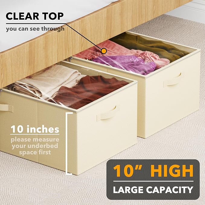 SpaceAid 2 Pack 10" High Under Bed Storage Containers, Large Underbed Storage - Image 2