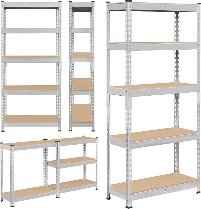 Topeakmart 3 PCS 5-Tier Utility Shelves, Metal Storage Shelves Garage Shelving - Image 8