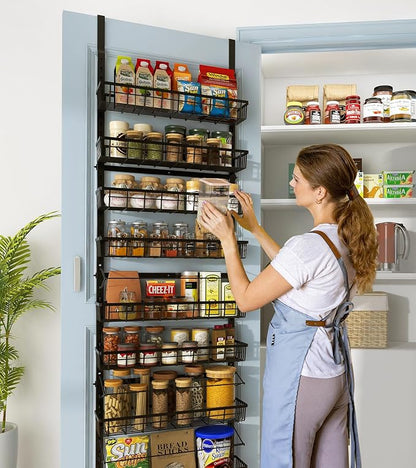 Mefirt Over The Door Pantry Organizer, Wall Mount Spice Rack 8-Tier Black | - Image 8