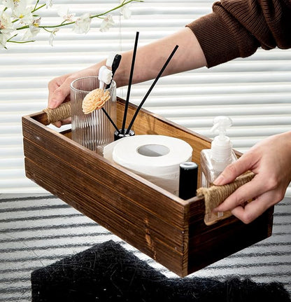 TIMRIS Rustic Wooden Box, Toilet Paper Holder, Farmhouse Bathroom Decor - Image 2