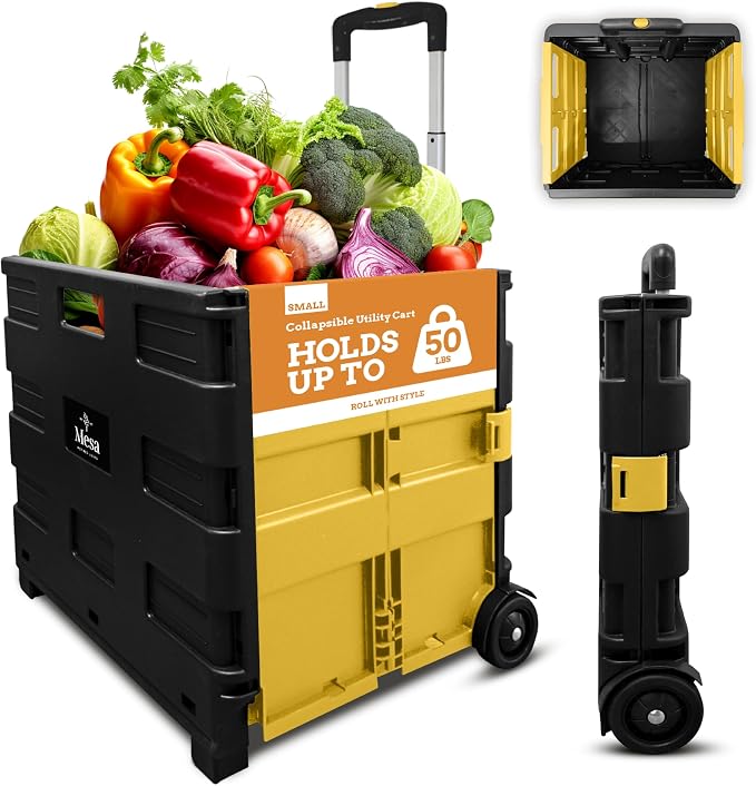 Ultra-Slim Rolling Collapsible Storage Pack-N-Roll Utility-carts, by Inspired+Living