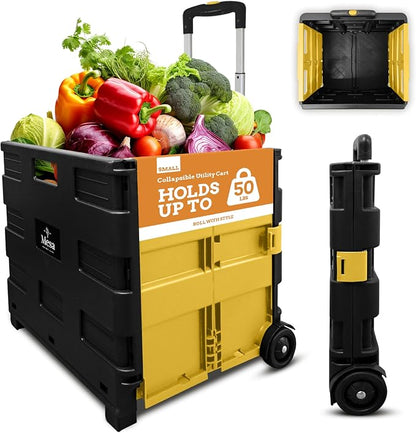 Ultra-Slim Rolling Collapsible Storage Pack-N-Roll Utility-carts, by Inspired+Living