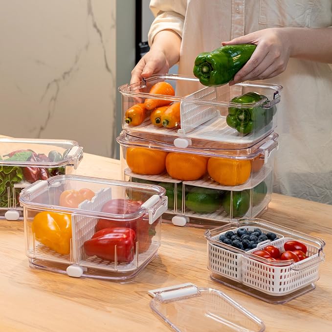 Felli Duo Fresh Produce Saver for Fridge, Fruit Vegetable Container - Image 7