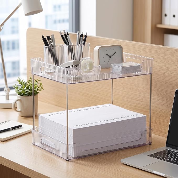 Goderewild 2-Tier Bathroom Counter Organizer, Fits A4 Size Makeup Organizer - Image 6