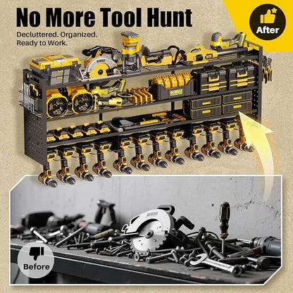 Large 49''W Power Tool Organizer Wall Mount | 620lbs Garage Storage Rack - Image 8