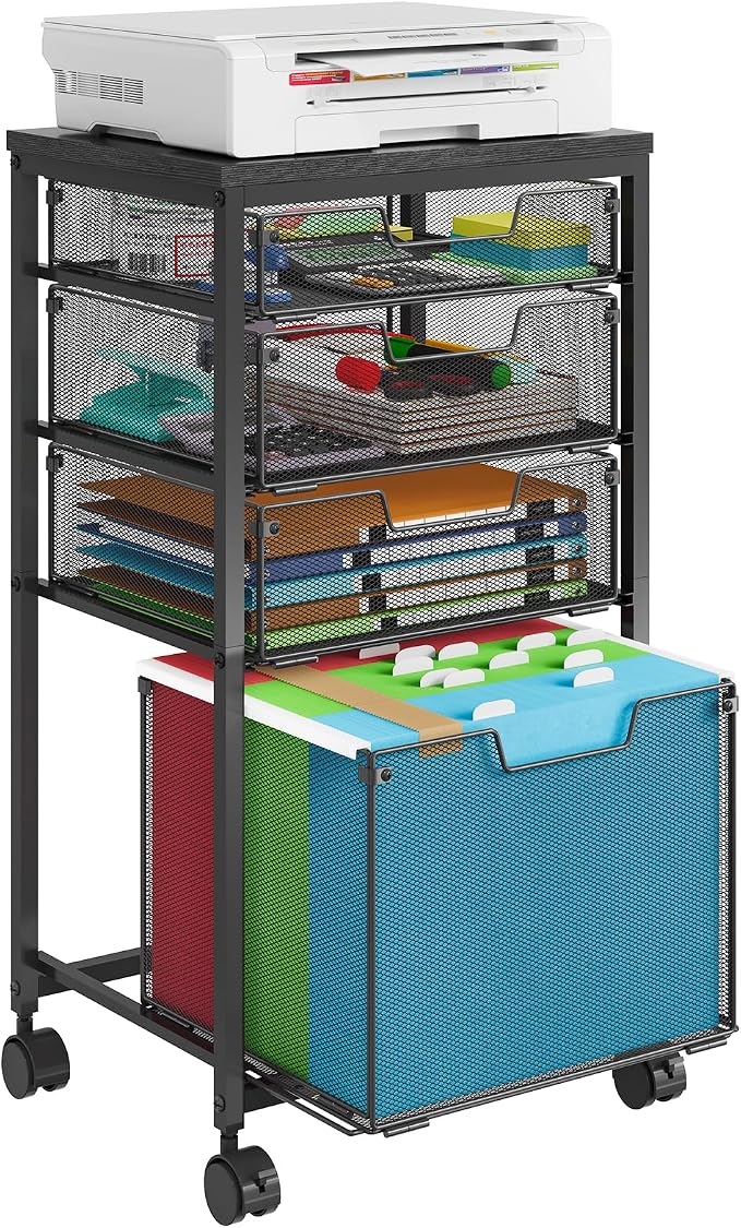 Sbanmao Rolling File Cart with 4 Storage Drawers, Mobile File Cabinet with by shengbaomaoyi