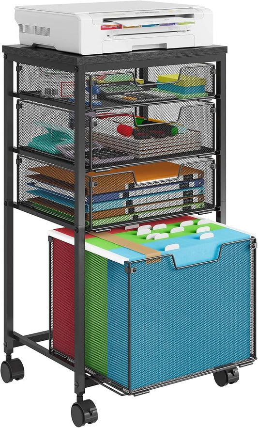Sbanmao Rolling File Cart with 4 Storage Drawers, Mobile File Cabinet with by shengbaomaoyi