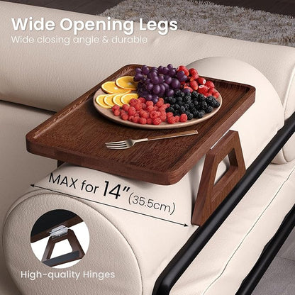 Couch Arm Tray, Bamboo Folding Sofa Tray, Sofa Armrest Tray Clip-On Couch Desk - Image 3
