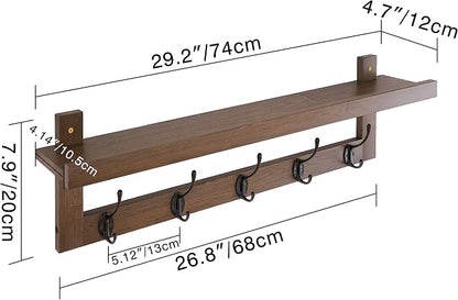 SMIBUY Coat Hooks with Shelf Wall-Mounted, 29.2 Inch Entryway Coat Rack - Image 5