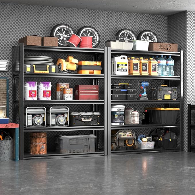 Metal Garage Shelving Unit, Heavy Duty Adjustable Industrial Storage Shelves - Image 2