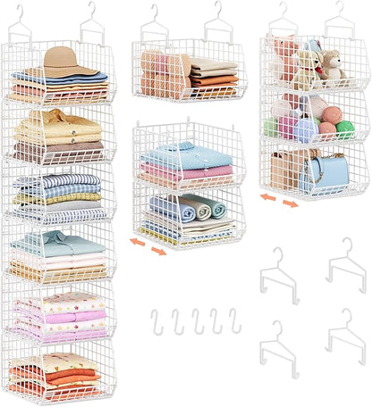 6 Tier Extended Depth Hanging Closet Organizer, Closet Storage Hanging Shelves by X-cosrack