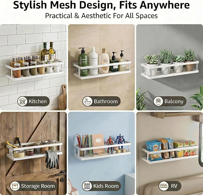 PUSDON 2-Pack 16.5" Extra Long Slim Shower Caddy, Adhesive Wall Mount Bathroom - Image 4