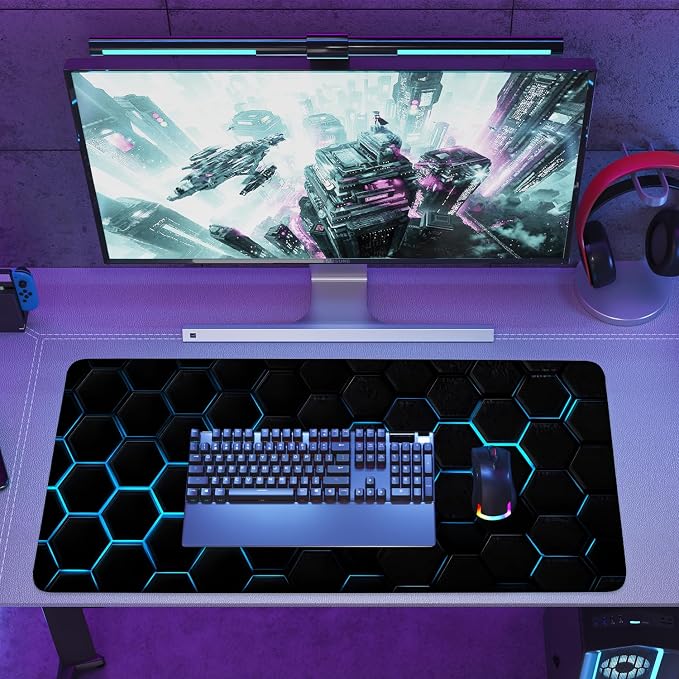 Gaming Mouse Pad – Large Extended Desk Mat35.43 x 15.75 in – Futuristic Black - Image 8
