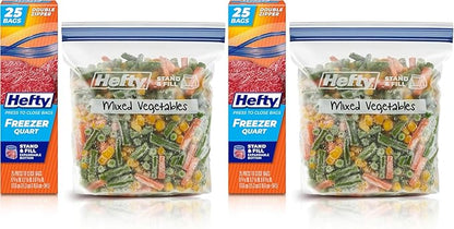 Hefty Press to Close Plastic Freezer Bags, Quart Size by Hefty
