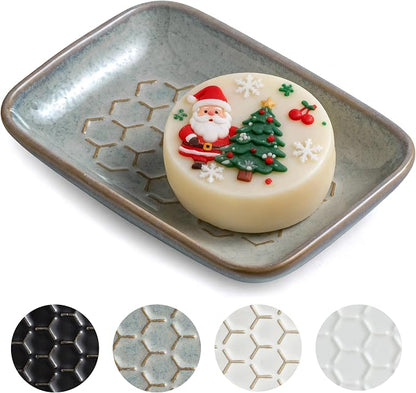 Gomakren Soap Dish for Shower, Bar Soap Holder, Ceramic Soap Dishes for Bar Soap by Gomakren