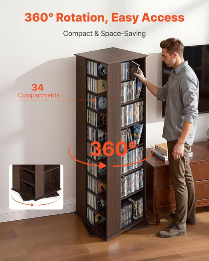 VEVOR Media Storage Cabinet, CD Rack Tower, 34 Compartments Rotating Media - Image 4