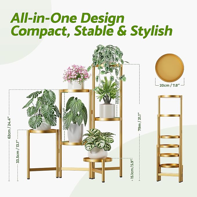 6 Tiered Plant Stand Indoor for Multiple Large Planter, Tall Heavy Duty - Image 2