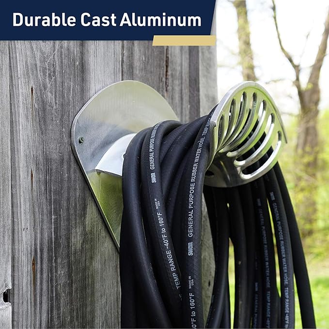Hose Holder - Heavy Duty Aluminum Water Hose Hanger Wall Mount - Garden Hose - Image 2