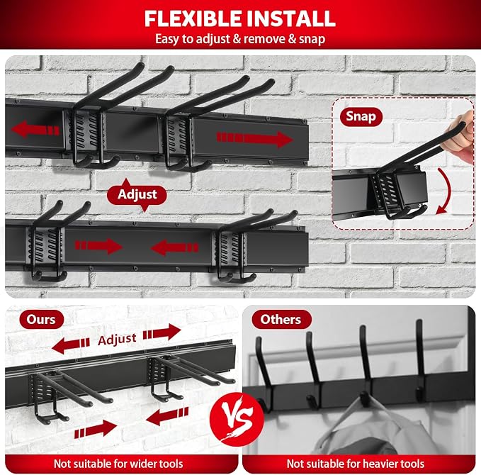 64 Inches Garage Tool Organizer Wall Mount, Tool Storage Rack Wall Mount - Image 2