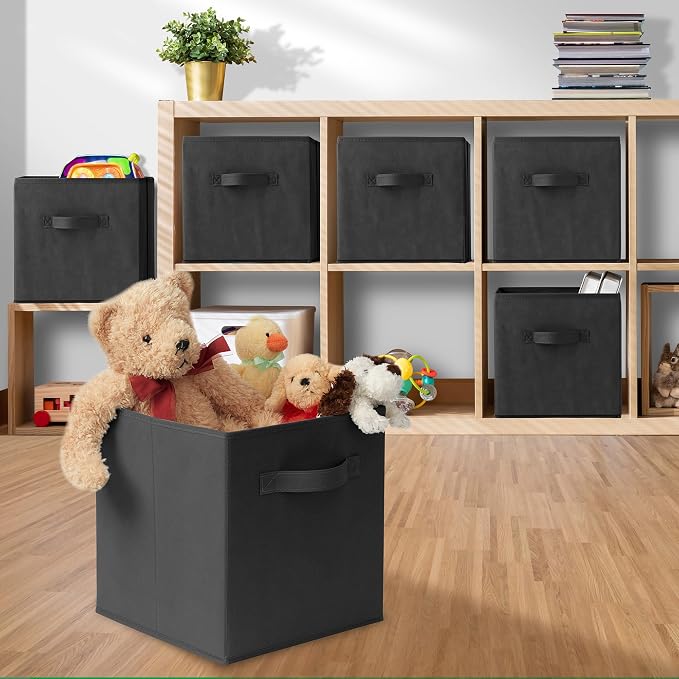 Casafield Set of 6 Collapsible Fabric Cube Storage Bins, Cubby Organizers & More - Image 5