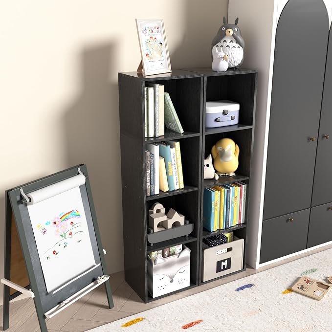 Wooden 4 Cube Storage Organizer, 4 Tier Storage Cubes Storage Display Cubby - Image 8