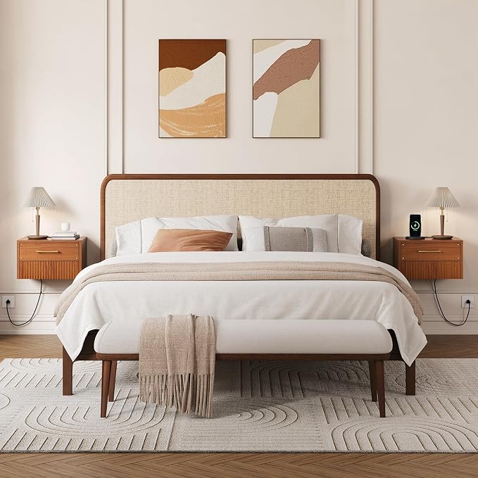 Floating Nightstand Set of 2, Mid Century Modern Wall Mounted Bedside Table - Image 9