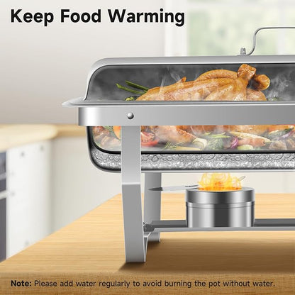 Rengue 9.5 QT Chafing Dishes, 4 Pack High Premium Stainless Steel Complete Set - Image 4