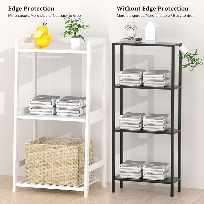 POXAKA 3 Tier Bamboo Bathroom Shelves, Ladder Shelf - Image 4