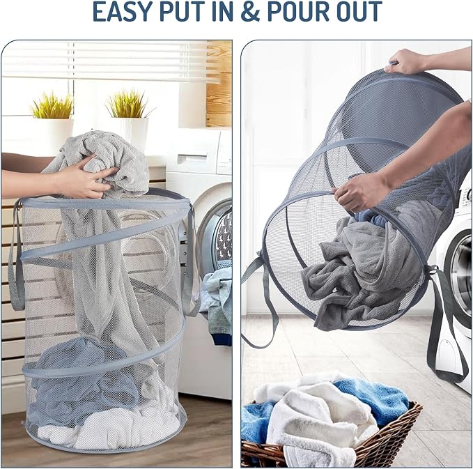 Mesh Popup Laundry Hamper 115L Collapsible Laundry Basket Extra Large Capacity - Image 6