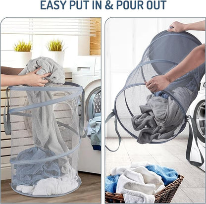 Mesh Popup Laundry Hamper 115L Collapsible Laundry Basket Extra Large Capacity - Image 6