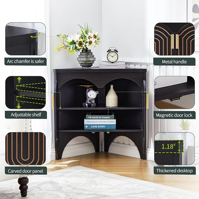 Small Corner Storage Cabinet, Mid Century Modern Floor Corner Cabinet - Image 7