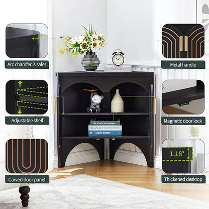 Small Corner Storage Cabinet, Mid Century Modern Floor Corner Cabinet - Image 7