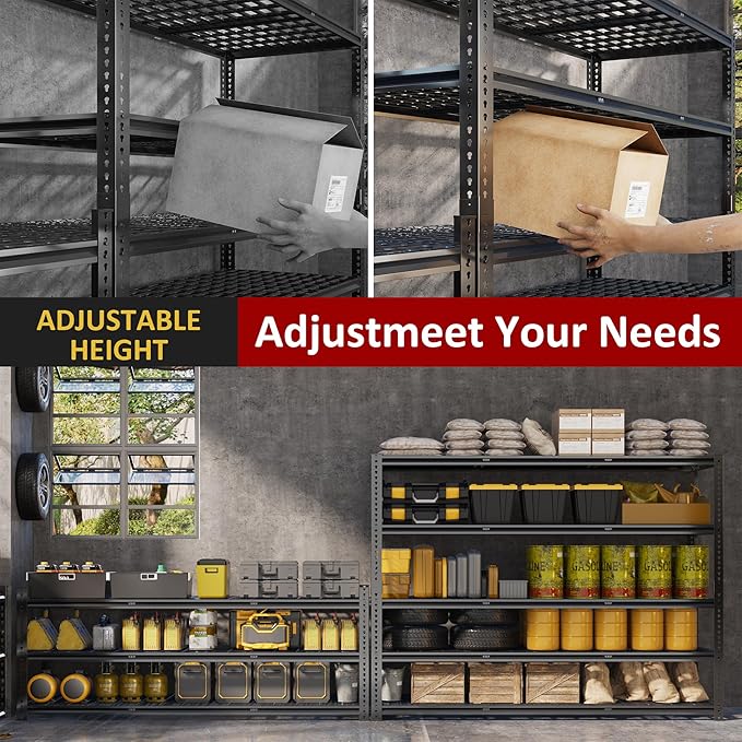 60" W Garage Shelving Heavy Duty, 5-Tier Storage Shelves, 3030LBS Adjustable - Image 7