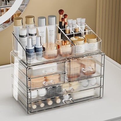 ZHIAI Stackable Storage Drawers, Acrylic Bathroom Counter Organizer Clear - Image 2