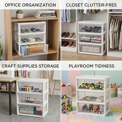 3 Drawer Storage Tower, Wide Plastic Floor Organizer - Image 9