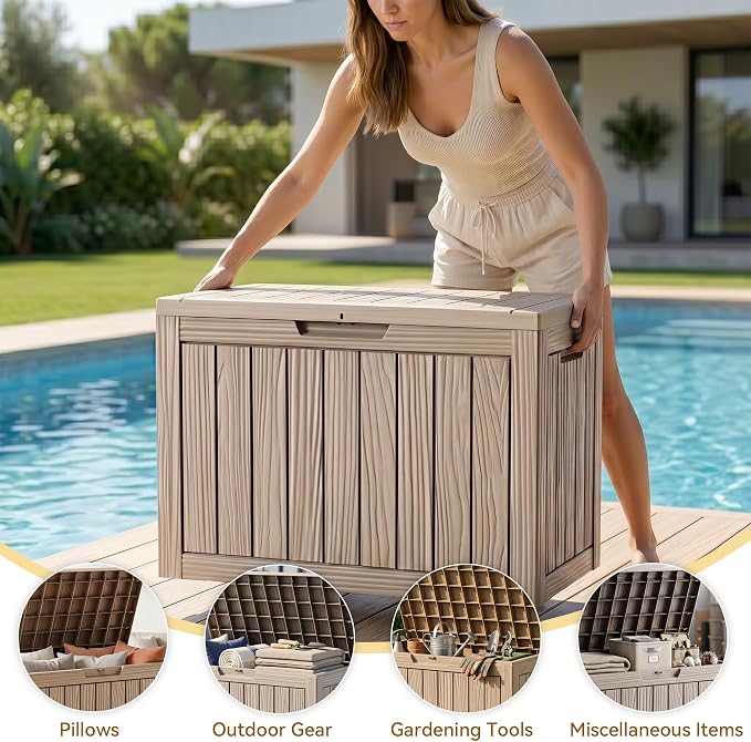 50 Gallon Deck Box for Outdoor and Indoor Use, Outdoor Storage Box for Picnic - Image 5