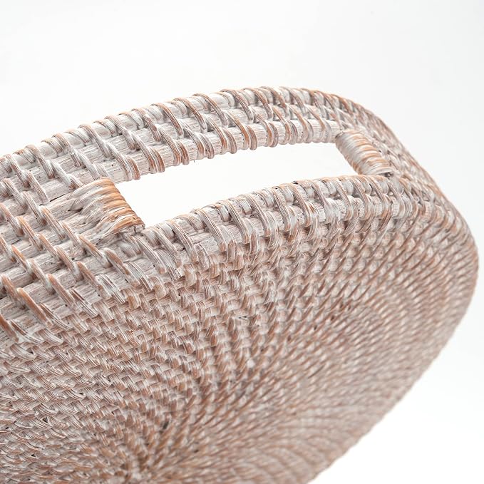 Coffee Table Tray Round Rattan Ottoman Tray Woven Serving Trays - Image 4