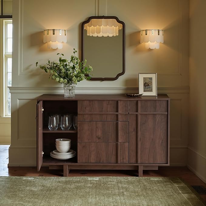 Sideboard Buffet Cabinet with Storage, 47.2" Large Sideboard with 2 Doors & 3 - Image 7