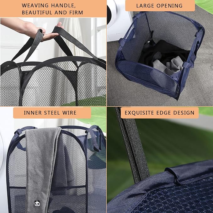 2 Laundry Baskets, pop-up Laundry Baskets, Foldable mesh Laundry Baskets… - Image 5