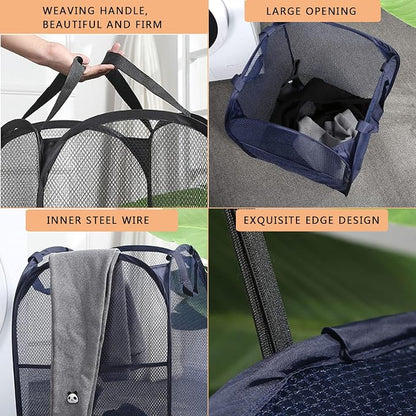 2 Laundry Baskets, pop-up Laundry Baskets, Foldable mesh Laundry Baskets (Each - Image 6