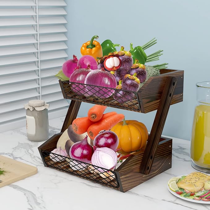 Dorhors Fruit Basket for Kitchen Counter Organizer, Fruit Bowl Stand Storage | - Image 3