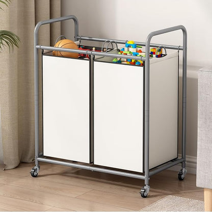 SUOERNUO Laundry Hamper Basket 2 Bag Laundry Sorter Cart - Image 4