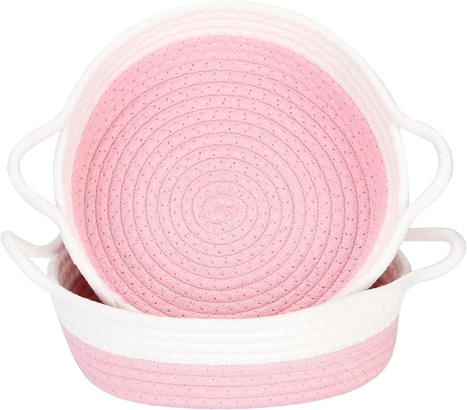 Sea Team 2-Pack Cotton Rope Baskets, 10 x 3 Inches Small Woven Storage Basket by SeaTeam