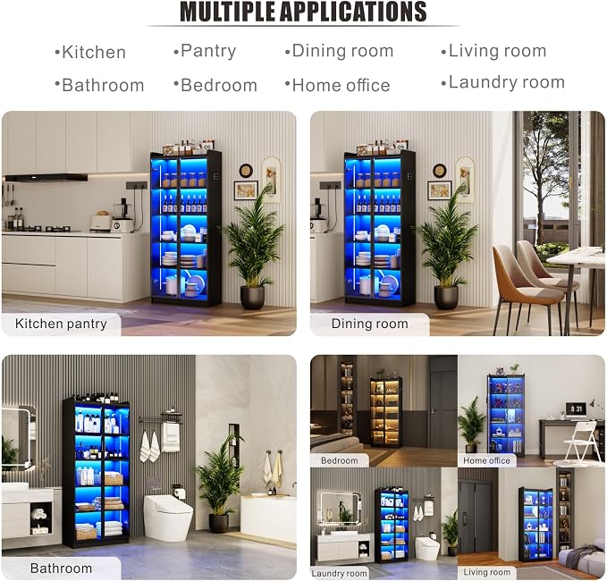 Display Cabinet with Adjustable Shelves, 5 Tier Display Case - Image 7
