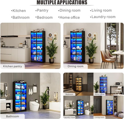 Display Cabinet with Doors and Adjustable Shelves, 5 Tier Display Case - Image 6