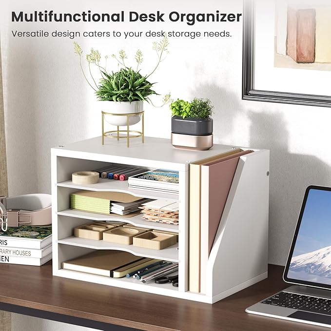 Creso hom Mail Sorter, File Organizer Desktop, Wood Desk Organizer - Image 3