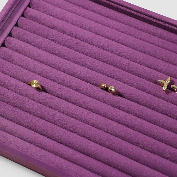 Velvet Ring Display Tray, Stackable Muilt Slot Rings Ear Stud Storage Tray - Image 5