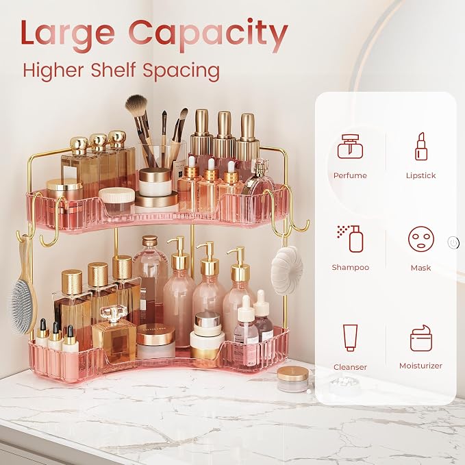 Delicate Pink 2-Tier Corner Counter Organizer - Image 4