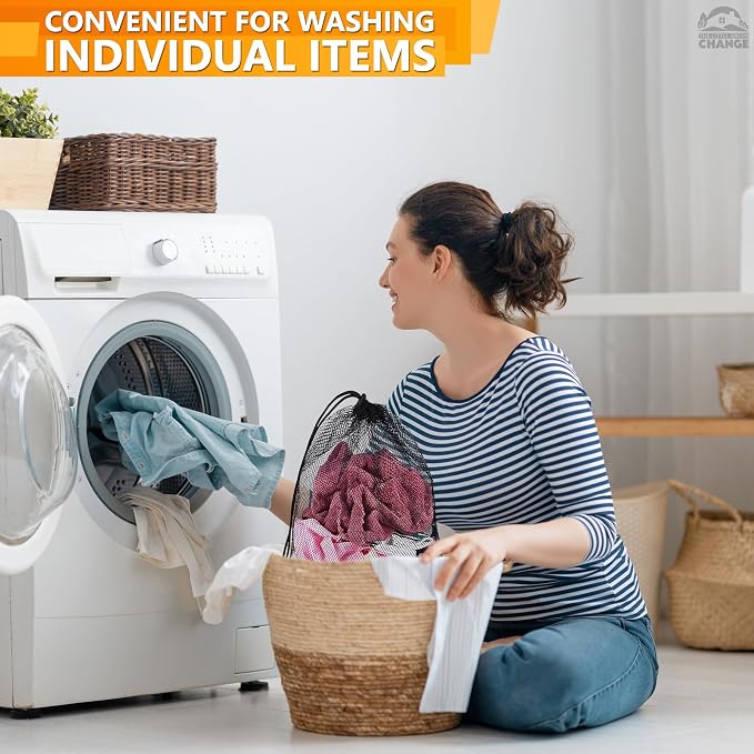 12 Pcs Mesh Laundry Bags Drawstring, 12.6x15.5 In, Nylon | Mesh Bags - Image 9
